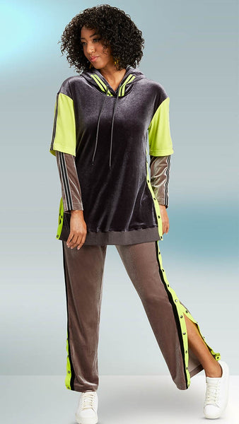Donna Vinci Grey Lime Tunic & Pant Set 21010 Spring 2022