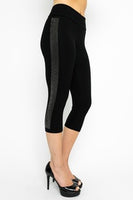 Vocal Plus Size Black Capri Leggings Pant with Stones on the Side 19744PX Spring 2022