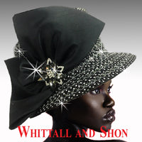 Whittall & Shon Black Opulent Jewel Encrusted Bucket Hat 2520 FABERGE Fall 2023