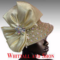 Whittall & Shon Gold AB Opulent Jewel Encrusted Bucket Hat 2520 FABERGE Spring 2022