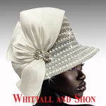 Whittall & Shon White Pearl Opulent Jewel Encrusted Bucket Hat 2520 FABERGE Spring 2022