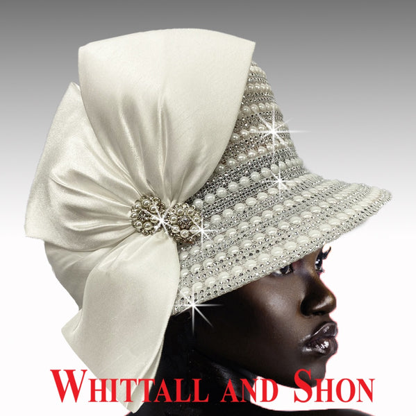 Whittall & Shon White Pearl Opulent Jewel Encrusted Bucket Hat 2520 FABERGE Spring 2022