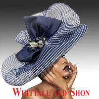 Whittall and Shon Souffle Navy & White Fashion Hat 2854 Spring 2022