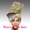 Whittall & Shon Gold Sequin Tower Pillbox Flambeau 2875 Hat Spring 2022