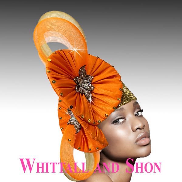 Whittall and Shon Gemini Bubble Orange & Gold Fashion Hat 2886 Spring 2022