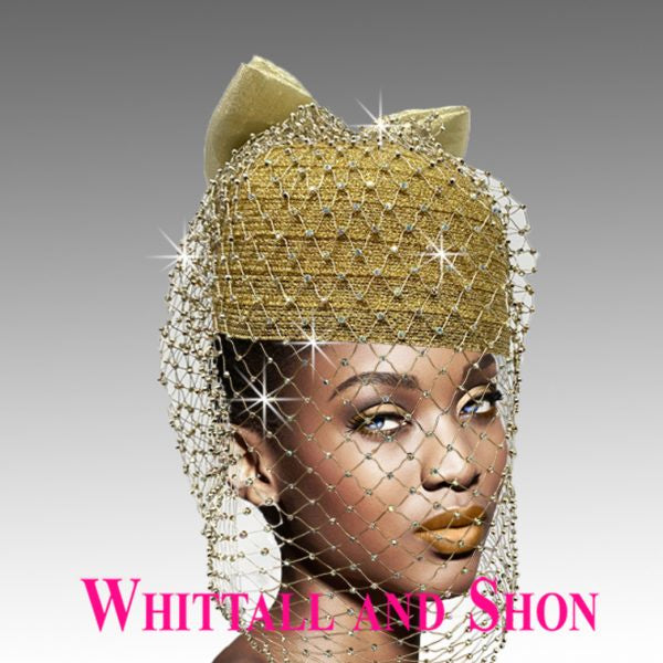Whittall & Shon Gold AB Crystal Veil Bubble  PillBox Hat 2889 Genie Spring 2023