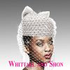 Whittall & Shon White Crystal Veil Bubble  PillBox Hat 2889 Genie Spring 2022