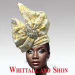 Whittall & Shon Yellow Exotic Draped Turban with Jewel Brooch Hat 2518 ABABA Fall 2025