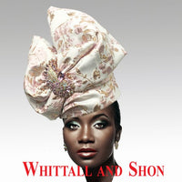 Whittall & Shon Pink Exotic Draped Turban with Jewel Brooch Hat 2518 ABABA Fall 2025