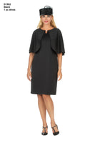 Giovanna D1582 Black 1pc Rhinestone Cape Sleeve Shift Dress w/ Keyhole Neck Holiday Dress 2022