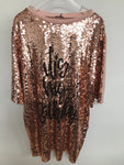 WHY One-Size Rose Gold Sequin T-Shirt Top Dress D210028 Spring 2022