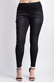 Vocal Plus Size Black Washed Denim Pant with all over Stones IM1072PX Spring 2022