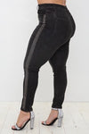 Vocal Plus Size Black Denim Pant with Stones on Sides IM1443PX Spring 2022