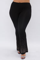 Vocal Plus Size Black Flared Pant with Stones IM2029PX Spring 2022