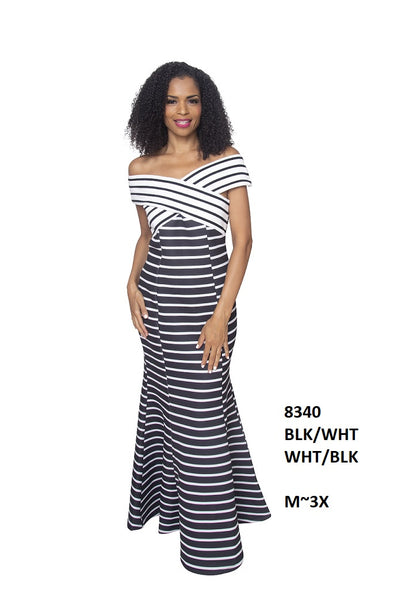 Diana Black and White Wrap Shoulder Dress 8340 Spring 2020